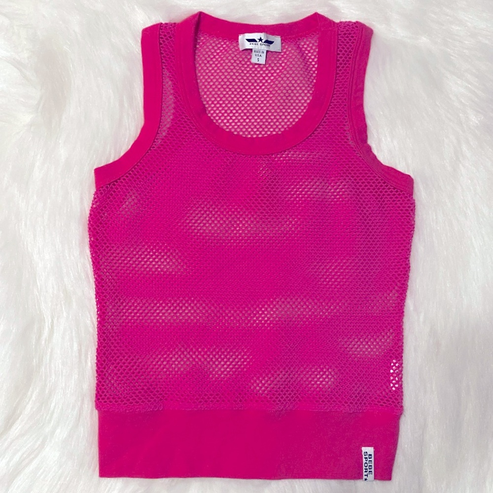 Bebe Sports Hot Pink Net Tank Top Like New Excellent Condition